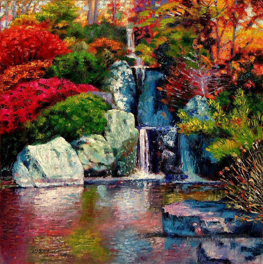cascade japonaise jardin Peintures à l'huile